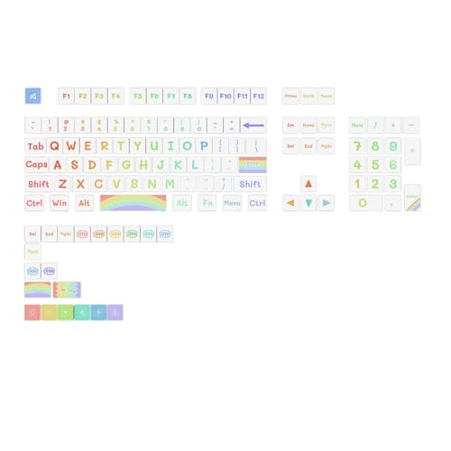 Touches arc-en-ciel en PBT pour clavier mécanique - Lot de 125 keycaps à sublimation