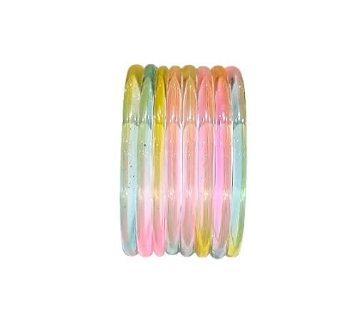Crystal Glossy Transparent Jelly Bangles for Women & Girls | Lightweight Fashion Plastic Bangles | Comfortable Daily Wear | Stylish Stackable Bracelet Set for Ethnic & Western Outfits-image-49
