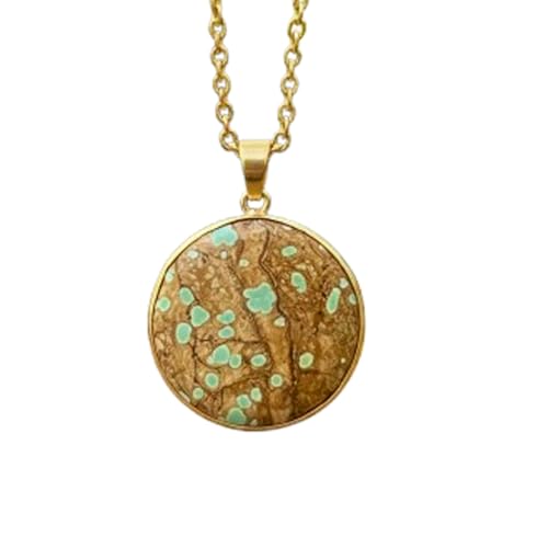 Collier turquoise naturelle pendentif rond argent 925 chaîne 45 cm mixte