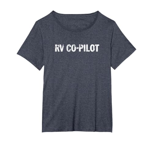 RV Co-Pilot - Retro Vintage Camper Design T-Shirt, Women's Plus, Heather Blue, 1X