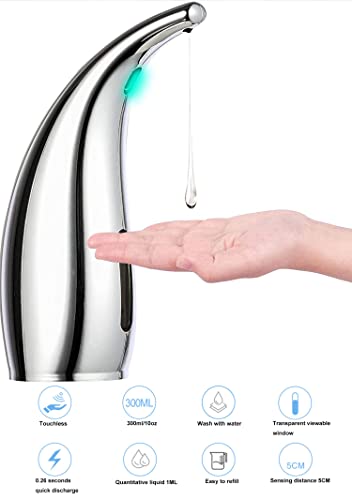 MIFULY Soap Dispenser Automatic, Touchless Liquid Soap Dispenser, with Infrared Motion Sensor, Waterproof, Silver, 300ml/11oz - Image 3