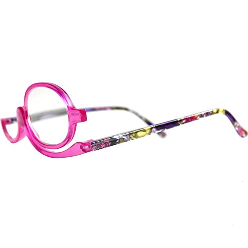 Mini Brille Okulary kosmetyczne z klapką z soczewkami, stylowa pomoc powiększająca, lekkie okulary kosmetyczne z etui ochronnym, Fioletowy, 2.0