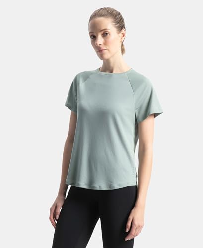 Image of Jockey Women's MW73 Polyester Fabric Relaxed Fit Half Sleeve Breathable Mesh Active Wear T-Shirt