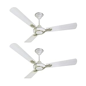 Havells Leganza 3 Blade 1200mm Ceiling Fan (Pearl White Silver, Pack of 2)