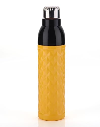 Image of Clazkit Diamond PU Insulated Water Bottle Plastic Steel Cap, 1000-ML,Color May vary