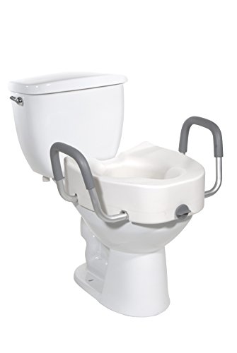 Drive Medical Premium Plastic Raised Toilet Seat With Lock And Padded Armrests, Elongated, Pack Of 1 #TOP2