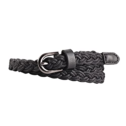 Cinturones para hombre, cuerda de color, cinturón trenzado para mujer, hebilla de alfiler, pantalones de vestir de moda, trenzados a mano, cinturón para mujer, Negro, Taille unique