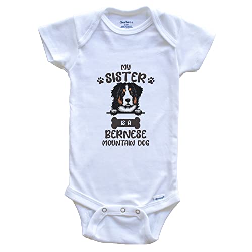 Image of My Sister is A Bernese Mountain Dog Cute Dog Breed Baby Bodysuit