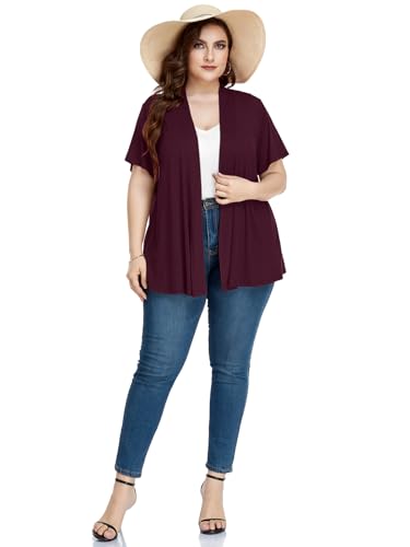 Image of LARACE Short Sleeve Cardigans for Womens Summer Tops Casual Plus Size Open Front Lightweight Cover Up