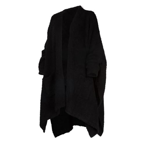 Big Blanket Co Premier Plush Wrap Black | Ultra-Soft Wearable Blanket | Oversized Plush Poncho Cape | One Size Fits All