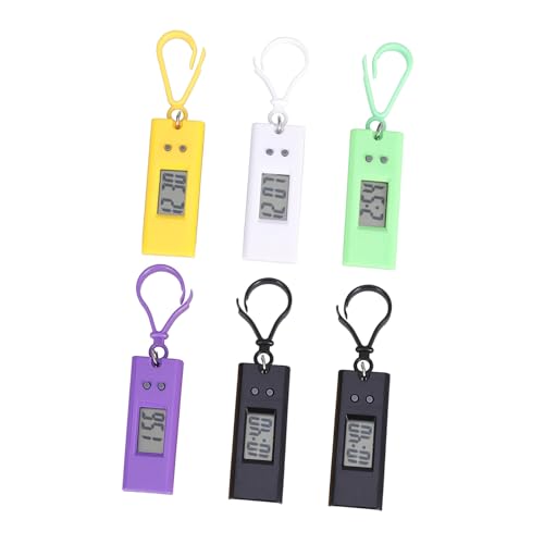 KOMBIUDA 6Pcs Portable Pocket Watches with Keyring Design Random Colors Durable Electronic Hanging Watches for Hiking Camping Sports and Everyday Use Random Color