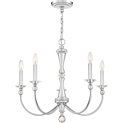Quoizel MIL5027C Mila Modern Crystal Chandelier, 5-Light 300 Watts, Polished Chrome
