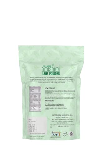 Image of 100% Moringa Leaf Powder 500g | Drumstick Leaf powder | Herbal Supplement | Good for Immunity, Digestion, skincare and Haircare | Rich In Vitamins & Minerals