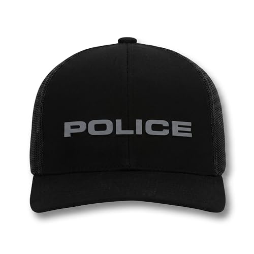 Snapback Trucker Hat for Men Police & Tactical Cap with Mesh Back Adjustable Low Profile Baseball Cap Breathable Law Enforcement Hat by 13Fifty in Black & Gray
