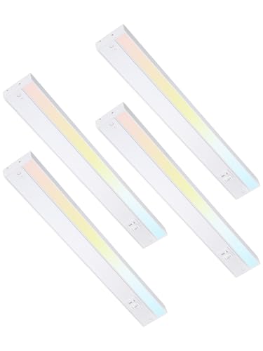 TORCHSTAR LED Under Cabinet Lighting 5CCT, 22 Inch 14W 1050LM, Hardwired & Plug-in, 5 Color Selectable CRI90 120V ETL T24, Dimmable Under Counter Lights for Kitchen, White Aluminum Housing, 4 Pack