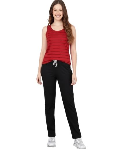 Image of DIAZ Women's Tank Top and Lower Set for Women | Stylish Cotton Co-Ord Set | Sleeveless Top & Jogger Lower for Women |Comfortable Stretchable Fabric 2-Piece Combo Set|women co ord set