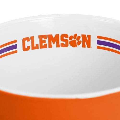 Image of Logo Brands NCAA Clemson Tigers 15oz Stripe Mug - Team Logo, Inside Print, Standard Handle, Microwave & Dishwasher Safe