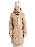  khujo Damen Mantel Steppmantel Kapuze Lange Winterjacke Jacke Aribay peached warm (beige, S)