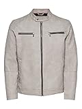 ONLY & SONS Herren Lederjacken onsFavour Jupiter Pu grau L