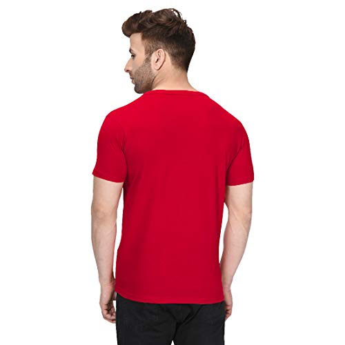 Image of London Hills Henley Neck T Shirt for Men | Tshirt for Man | T Shirt for Men | Mens Casual T Shirts | Cotton Blend Solid Half Sleeve Button Neck Slim Fit Casual Tee