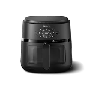 Philips Airfryer 2000 Serie 6.2L – 1700W Vermogen, Kookvenster, RapidAir-technologie, Digitaal touchscreen, 13 kookopties, Tot 90% minder vet, Zwart (NA230/00)