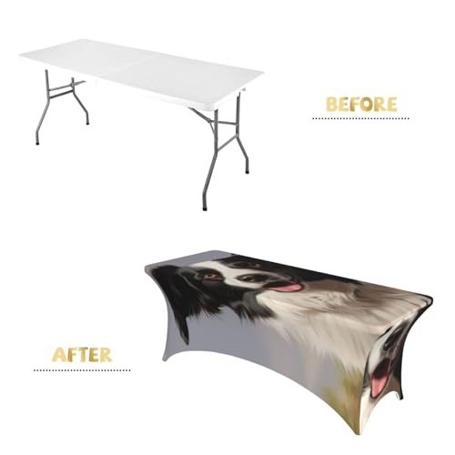 Nappe Border Collie ajustée pour protéger et décorer une table 1,8m