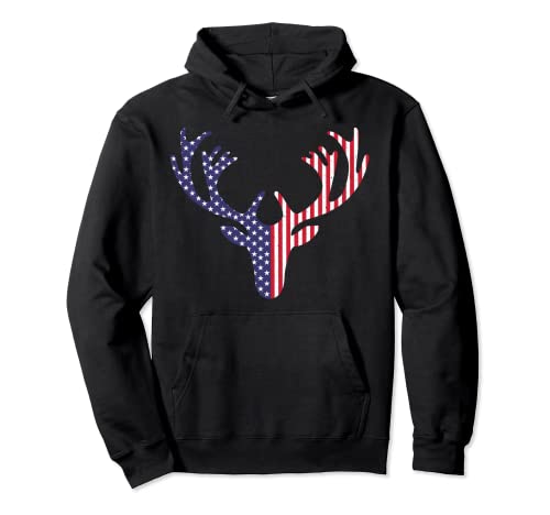 Camo American Flag Deer Elk Buck Hunting Hoodie