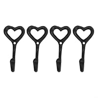Violiica 4 pcs Heavy Duty Heart Hooks for Wall, Black Iron Coat Rack for Towels, Clothing and Storage