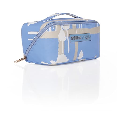 Image of American Tourister x Love Child by Masaba Polyester Cosmetic Pouch for Women /Travel Makeup Organizer /Stylish Multipurpose Toiletry Bag for Cosmetics, Accessories /Lightweight & Durable- Blue