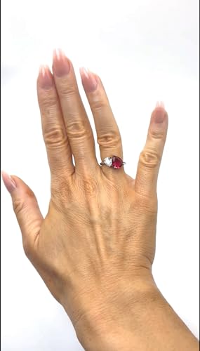 Toi et Moi Pear Shaped Clear White & Ruby Red Cubic Zirconia CZ Engagement Ring2