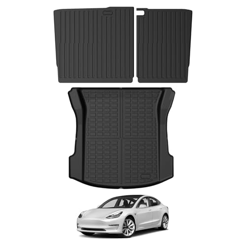 Mixsuper Cargo Liner for Tesla Model 3 2017-2023 All Weather Trunk Mat Backrest Mat TPE Back Seat Cover Protector for Model3 Accessories