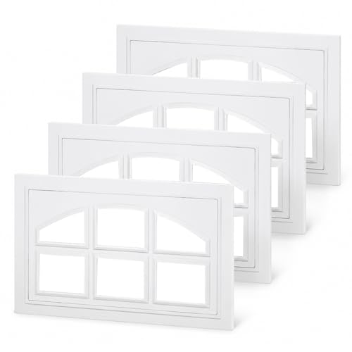 4 Pcs 20.713.8 Garage Door Windows Inserts Vinyl Window Frame and UV Resistant Acryl Glass Garage Door Replacement Panels (Room Type)