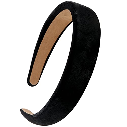 Foto von 3 STÜCKE Leder Hartes Stirnband Breites PU Gepolstertes Stirnband Retro Style Haarband Mode Bequeme Stirnbänder für Frauen und Mädchen (Schwarz + Weiß + Grau Grün)