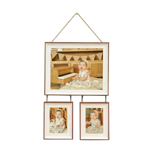 Exhibit Picture Frame Gallery, Wall Collage Displays 3 Photos Wall Hanging Picture Frames Collage with 3 Opening Rustic Frames for Wall Decor