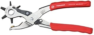 Wiha Revolverlochzange Professional, 225mm, Lochzange für Gürtel-Lochzange, Uhrenbänder, Stanzwerkzeug, mit 6 auswechselbaren Lochpfeifen, verschiedene Durchmesser: 2,0/2,5/3,0/3,5/4,0/4,5, mit Öffnungsfeder und Verriegelung, ergonimischer Griff