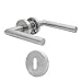 AwmnSrman Manija de la Puerta Juego de Manijas de la Puerta de Acero Inoxidable Cepillado Puertas Interiores de Baño y Aseo La Forma de L Manija Juego de Plata