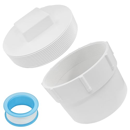 Image of 6 Inch PVC Sewer Cleanout Adapter with Plug Pipe Fitting, DWV Flush Sewer Cleanout Cap for Outdoor Garden, RV, Drainage Piping System