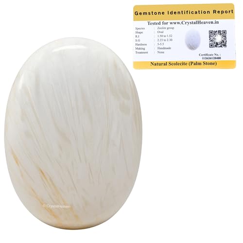 Image of Crystal Heaven Scolecite Crystal Palm Pebbles Stones For Anxiety Stress Relief Massage - Aaa Grade Original Healing Gemstone Agate Palm Stone For Yoga Meditation Spiritual Reiki Feng Shui
