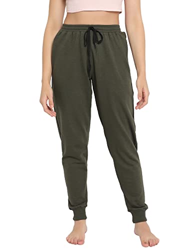 Image of Clovia Women's Chic Basic Cuffed Joggers Pyjama in Grey