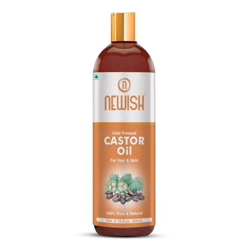 Image of Newish Cold Pressed Castor Oil for Hair Growth, Skin & Eyebrows |Pure & Organic Arandi Oil |Promotes Thicker, Longer Hair & Repairs Cracked Heels - 200ml