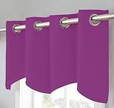 Homi Drapes Grommet Window Treatment Valance Solid Light Blocking Energy Efficient Valances for Living Room, Bedroom, Kitchen, Bathroom, Kids Room, Office (Plum, 2 Valances,52x18)