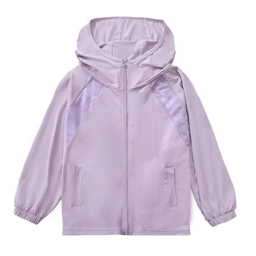 Generisch Chaqueta ligera de protección solar para niños a partir de 8 años, compañero perfecto para actividades al aire libre, uso diario, Color lila claro., 15-16 años
