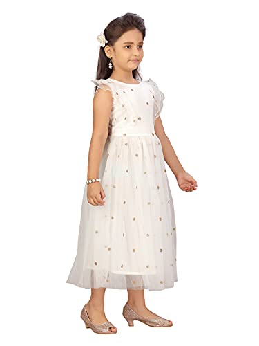 Image of muhuratam Girls White Colour Gown (G-21308-WHITE-30)
