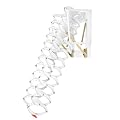 12 Steps Attic Stairs,Wall Mounted Folding Loft Ladder 881.85Lbs Weight Capacity Retractable Collapsible Stairs Attic Ladder Pull Down System with 2 Handrails for Height 9.5-10.17Ft, White