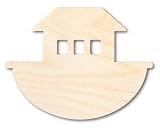 Unfinished Wood Noah's Ark with Windows Shape Craft up to 46" 6" / 1/4"