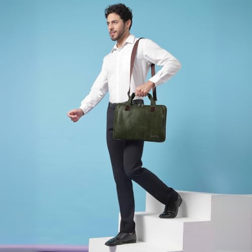 Image of VISMIINTREND Laptop Briefcase Messenger Shoulder Office Hand Bags for Men Women | Fits 13 inch /14 inch /15.6 Inch Laptops, Macbook | Vegan Leather | Corporate Gifts