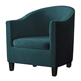 SHENGYIJING 2 Piece Velvet Tub Chair Covers for Armchairs,Spandex Tub Chair Slipcovers,Stretch Tub Chair Slipcover Furniture Protector Cover Sofa Slipcover for Tub Chair (Blue Teal,1)
