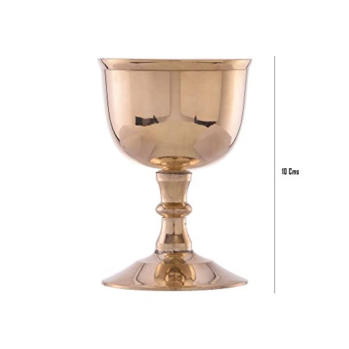 Replicartzus Brass Goblets Chalices Shot Glasses 110 Ml Hand-Made Vintage Brass Metal Liqueur Cup Perfect Decoration For Kitchen Home Or Bar Best Gift Set Of 2 3.5 Oz #TOP1