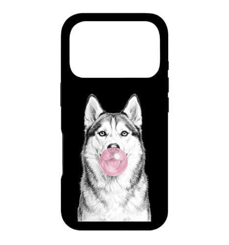Siberian Husky Dog Blowing Bubble Gum Sketch Case for iPhone 17 Pro