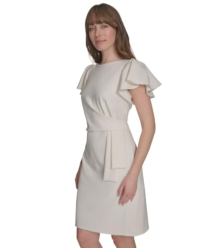 Tommy Hilfiger Women's Flounce Sleeve Side Drape Fully Lined Sheath Dress3